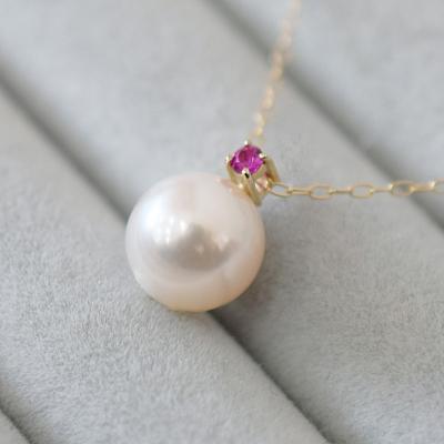 ふるさと納税 天草市 あこや真珠 ネックレス 8mm - 8.5mm ホワイトピンク ルビー K10YG_S085-554 |  | 01