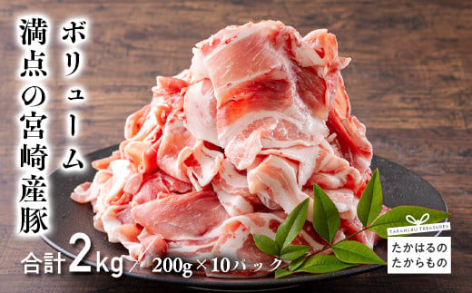 
宮崎産豚肉の切り落とし（2kg）料理に使いやすい小分け真空パック10袋をお届け! 一人暮らしに最適 [国産 お肉]
