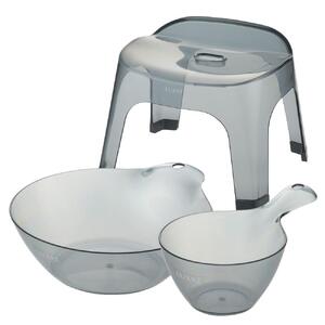 リュクレ お風呂3点セット 25H 【グレー】（浴用品：湯おけ・手おけ・腰かけ25H）