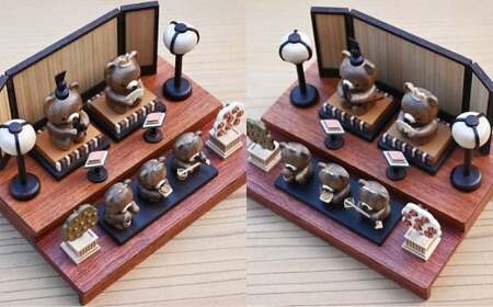 木製のクマのお雛様 2段 【2025年11月上旬頃より順次発送予定】 | 木製 くま クマ 熊 お雛様 2段飾り お人形 ひな祭り 雛祭り セット 茨城県 守谷市