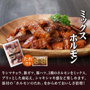 【味付きで簡単便利！】工場直送 人気焼肉ホルモン5種【豊味館】味付肉  簡単  調理 人気ホルモン 味付き ハラミ 厚切り 味噌