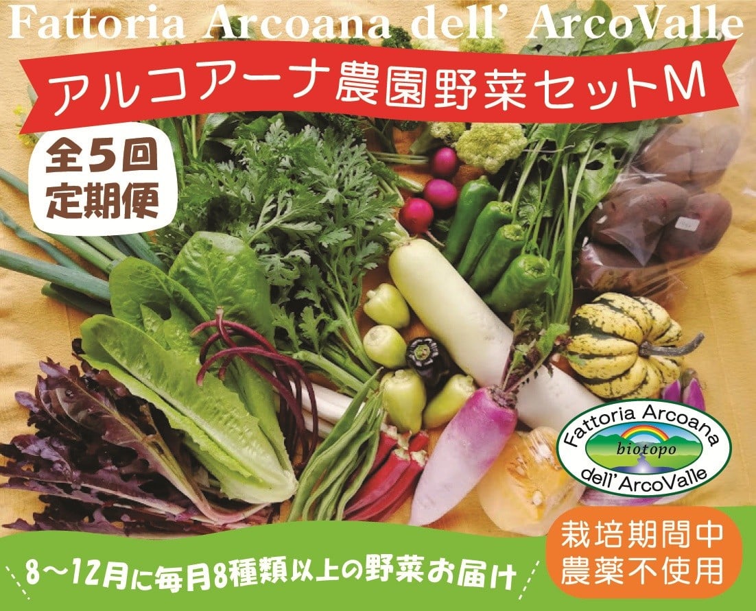 
            【定期便：全５回】アルコアーナ農園の無農薬野菜セット定期便　0148-2603
          