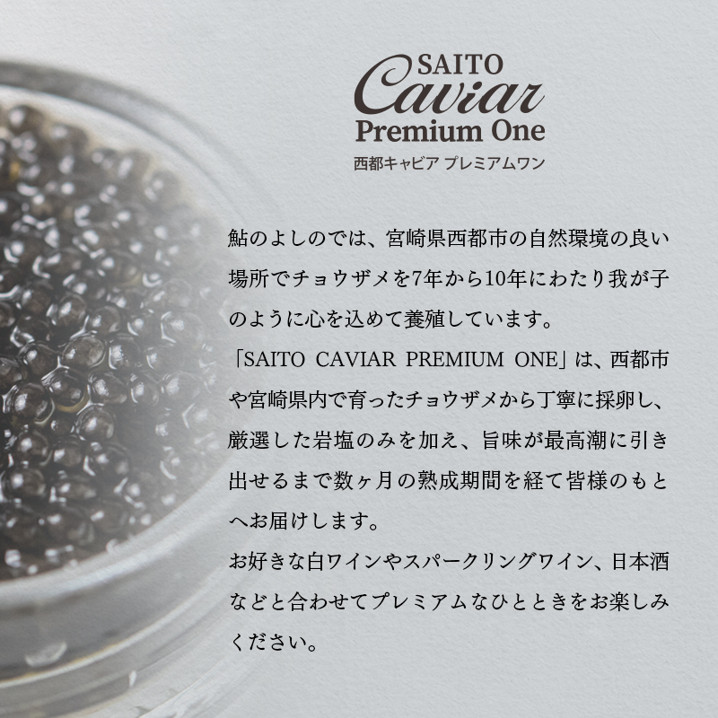 西都キャビア プレミアムワン 究極の食べ比べセット シロ20ｇ バエリ20ｇ『SAITO CAVIAR PREMIUM ONE 』 国産 《西都市オリジナル》 熟成キャビア＜9-10＞魚介類 魚卵 高