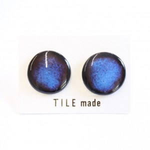 【美濃焼】 青錆むら タイル ピアス 直径20mm 瑞浪市 / TILEmade タイル アクセサリー ハンドメイド [AZCD048]