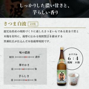 【毎月定期便】薩摩酒造の定番【さつま白波・黒白波】1800ml×2本セット PP-0007 全2回【配送不可地域：離島】【4072238】