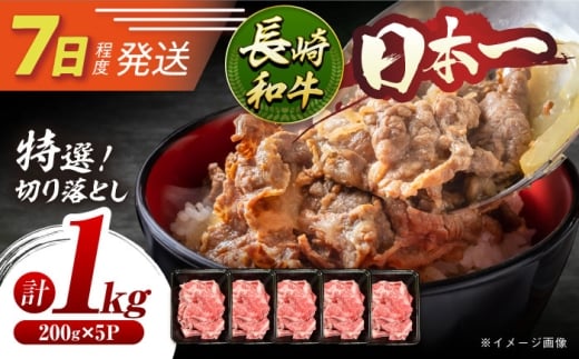 特選切り落とし 長崎和牛約1kg（200g×5P）[ECS017]切り落とし 牛肉 国産 黒毛和牛 和牛 長崎和牛 小分け 冷凍