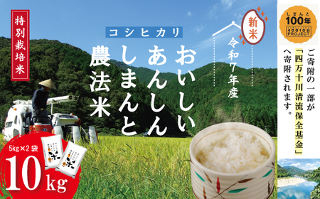令和7年産 おいしい・あんしん・しまんとのお米 しまんと農法米 コシヒカリ 10kg（5kg×2袋） こしひかり 5kg 2025年 精米 白米 米 おこめ こめ コメ ご飯 ごはん 高知 四万十 しまんと 農法米 募金 四万十川 25-1001