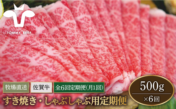 
                  【牧場直送】【6回定期便】佐賀牛 すきやき・しゃぶしゃぶ用スライス 500g（ロース・モモ・バラ）【佐賀セントラル牧場】佐賀県産 牛肉 お肉 肉 すき焼き しゃぶしゃぶ 九州 佐賀県 白石町  白石 [IAH098]
                
