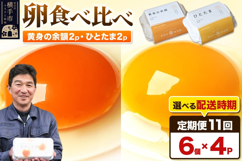 
《定期便11ヶ月》黄身の余韻6個×2P・ひとたま6個×2P 計24個【発送時期が選べる】
