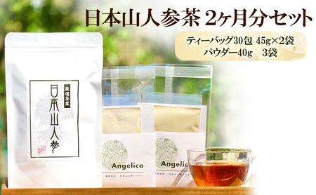★希少★日本山人参茶＆パウダーで健康に！ティーバッグ30包×2袋 パウダー40g×3袋 飲料類 お茶 野菜