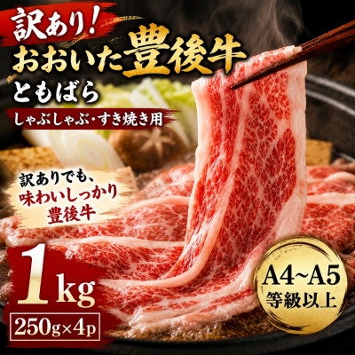 
                  訳あり!＜A4～A5＞おおいた豊後牛ともばらしゃぶしゃぶすき焼き用 1kg(250g×4p)【1764388】
                