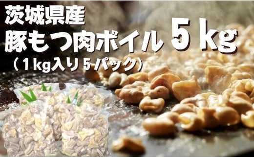 DH-16 茨城県産　豚もつ肉ボイル（1kg入り×5袋）