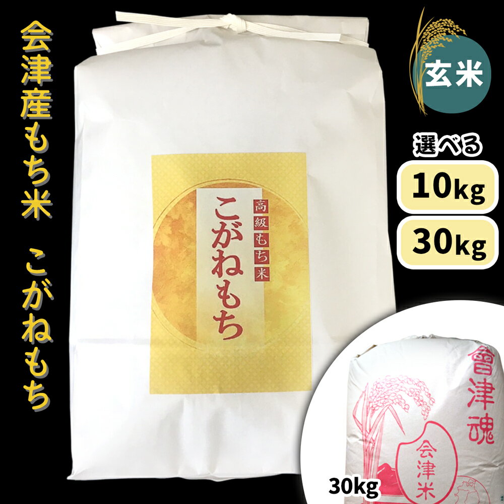 【ふるさと納税】会津産もち米「こがねもち」【玄米】[選べる容量：10kg／30kg]｜令和7年産 2025年産 会津若松市 もちごめ 餅米 米 新米 [1040-1042]
