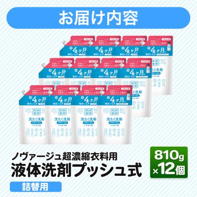 ふるさと納税 板倉町 ノヴァージュ超濃縮衣料用液体洗剤プッシュ式 詰替用 810g×12個|13_dis-231201 |  | 01
