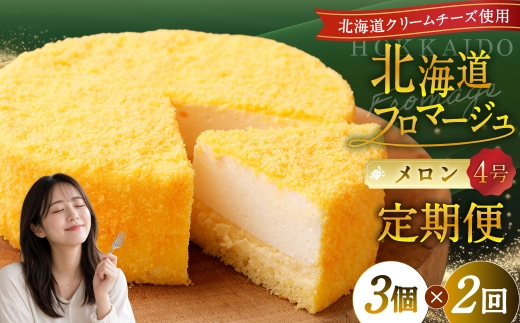 【2回定期便】 北海道フロマージュ （メロン） 約1.05kg （約350g×3個） （計約2.1kg） フロマージュ クリームチーズ ケーキ 洋菓子 菓子 お菓子 定期便 北海道 小樽市 冷凍