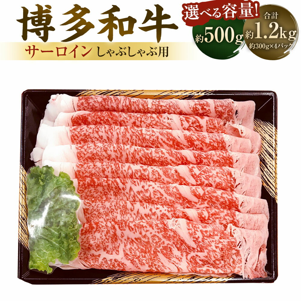 【ふるさと納税】＜選べる内容量＞博多和牛 サーロイン しゃぶしゃぶ用 500g / 計1.2kg（300g×4パック） 和牛 牛肉 お肉 冷凍 福岡県産 国産 九州 福岡県 太宰府市 送料無料