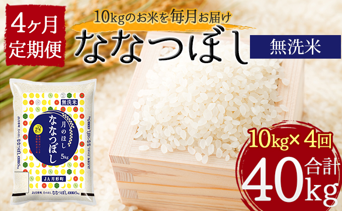 北海道 定期便 4ヵ月連続4回 令和5年産 ななつぼし 無洗米 5kg×2袋 特A 米 白米 ご飯 お米 ごはん 国産 ブランド米 時短 便利 常温 お取り寄せ 産地直送 送料無料