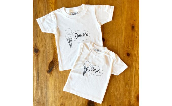 2人兄弟姉妹でおそろい/アイスクリーム Sigle×Double プリント/ Tシャツ2枚組ギフトセット【出産祝い・誕生日・ギフト・プレゼント】（100cm×140cm）