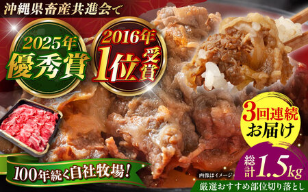 牛肉 焼肉 【全3回定期便】【厳選！おすすめ部位】沖縄和牛 佐渡山牛 切り落とし 500g  BCBC008
