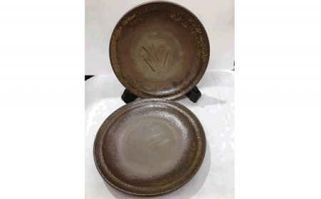 【天満屋選定品】 7.5寸丸皿ペア 【 備前焼 胡麻焼 伝統工芸品 0040-I-054 】