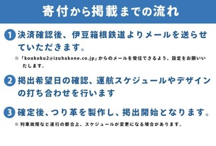 伊豆箱根鉄道駿豆線 共通返礼品　オリジナルデザインつり革掲出プラン（14日間）