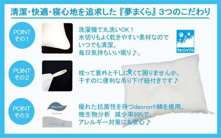 高性能 ウォッシャブル 枕 「夢まくら」 くぼみ枕 清潔快適♪ （R-43k） 丸洗いOK アレルギー対策 ダニ防止機能付 ４３ｘ６３cm