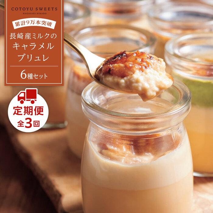 【ふるさと納税】【定期便／全3回】長崎産ミルクの キャラメル ブリュレ 6種セット / 心優 －Cotoyu Sweets－ | スイーツ お菓子 プリン 長崎 長崎県 おすすめ 人気 洋菓子 ぷりん お取り寄せ 楽天ふるさと コトユスイーツ お楽しみ