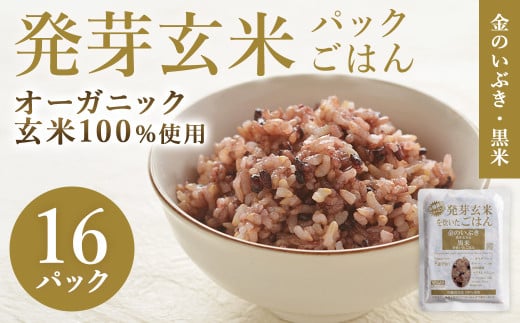 発芽玄米パックご飯 150g×16パック 金のいぶき発芽玄米 黒米 発芽玄米 レンジ 有機栽培 パックライス ご飯 米 レンチン 【有機農園ファーミン株式会社】 tm118