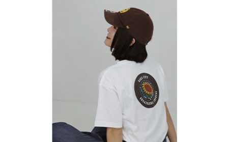 バックプリント那珂市 マンホールTシャツ 白 S M L XL ひまわり ご当地オリジナルデザイン オリジナルギフト 都道府県 リンクコーデ Tshirt ティーシャツ Tシャツ ご当地グッズ おしゃ