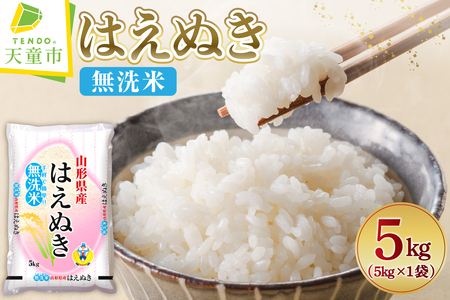 【2026年6月上旬発送】令和7年産 はえぬき 無洗米 5kg 米 山形 天童 08-01-204-06A