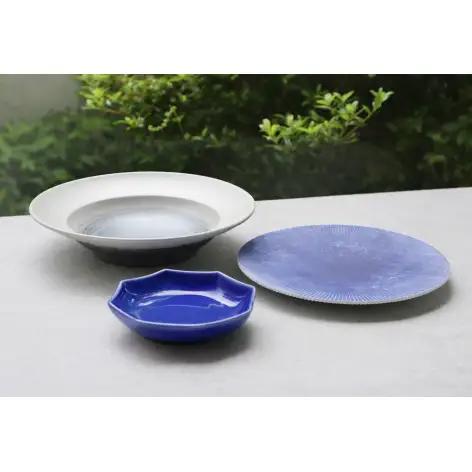 『アウトレット』有田焼 3点 セット 【まるふく】食器 器 うつわ リムボウル プレート 小皿 るり色 おしゃれ パスタ皿 食器セット 訳あり A35-726