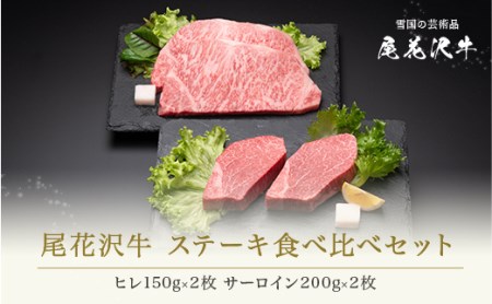 尾花沢牛 ステーキ 食べ比べセット ヒレ 150g×2枚 サーロイン 200g×2枚 黒毛和牛 国産 牛肉 CAS 冷凍 スキンパック kb-ogtkm700
