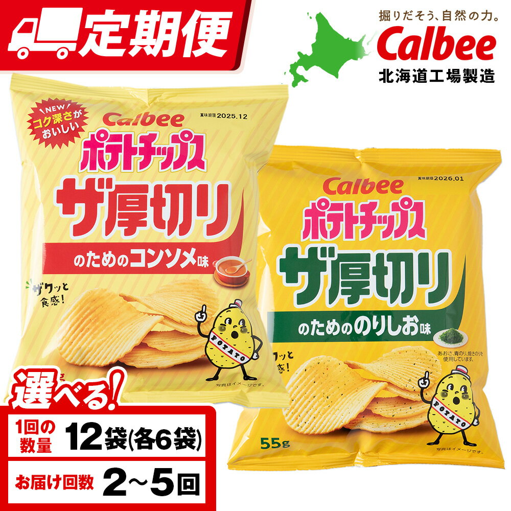 【ふるさと納税】【選べる定期便】ザ厚切りのための 2種セット コンソメ・のりしお 各6袋 カルビー ポテトチップス 《千歳工場製造》スナック お菓子 北海道 千歳 ポテチ ポテトチップス 北海道ふるさと納税 千歳市 ふるさと納税 ギフト ふるさと納税
