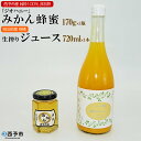 【ふるさと納税】＜みかん蜂蜜「ジオハニー」170g1瓶+柑橘生搾りジュース720ml1本＞※1か月以内に順次出荷 はちみつ みかん 柑橘 ジュース 非加熱 純粋100％ 飲んで応援 愛媛県 西予市 【常温】