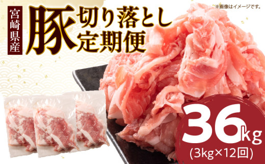 12か月 お楽しみ 定期便 小分けで便利  豚 切り落とし 総重量36kg お肉 豚肉 国産 小分け 真空パック 個包装 万能食材 おすすめ おかず 食品 お弁当 豚丼 しゃぶしゃぶ お祝い 記念日 宮崎県 日南市 送料無料_SH1-24