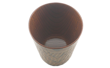 木工房矢吹のケヤキカップA( 彫刻入り 無垢 木製 コップ 漆 欅 )＜085-030_5＞