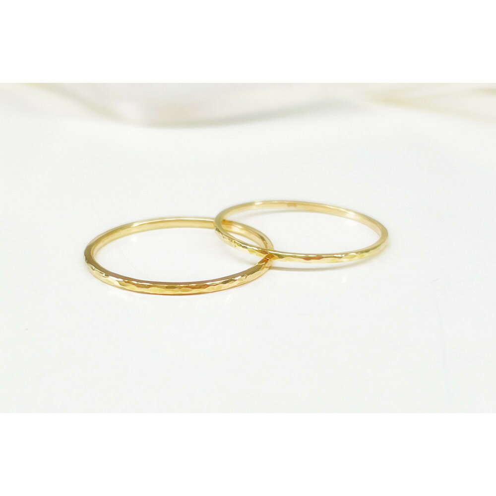 【ふるさと納税】【K18 ペアリング】丸つち目 極細＆細リング（ハンドメイド）- ギフト包装付き - | アクセ ファッション 人気 おすすめ 送料無料