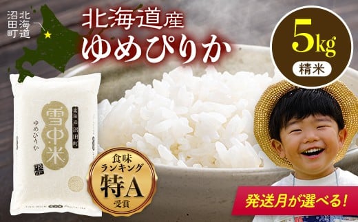 
            【先行予約】令和7年産 特Aランク米 ゆめぴりか 精米 5kg（5kg×1袋）発送月が選べる 雪冷気 籾貯蔵 雪中米 北海道 nr-0022var
          