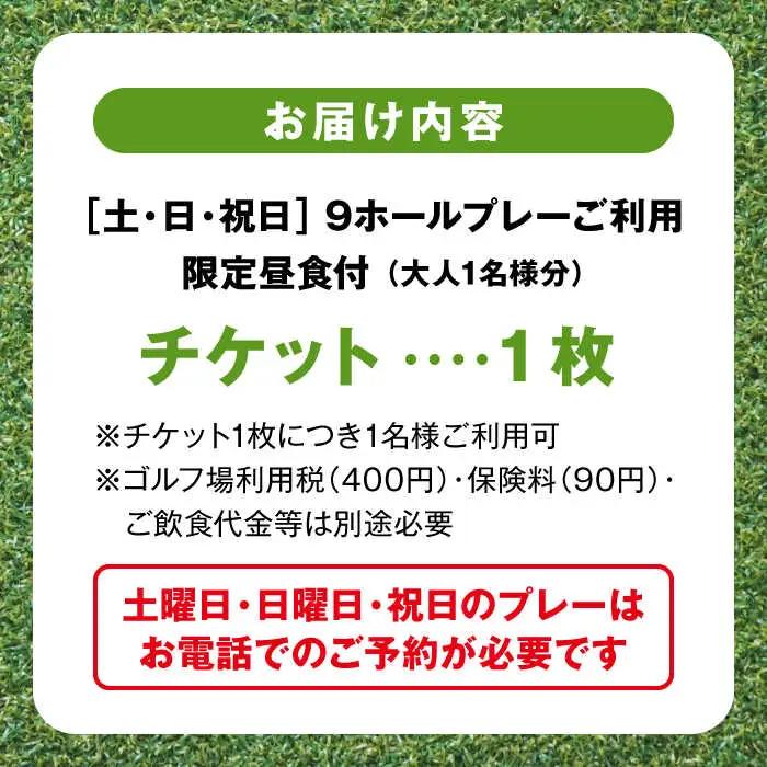 土日祝日大人１名様ゴルフ９ホールプレー券（限定昼食付） ／ ゴルフ 【(株)葉山産業】[ASAS001]