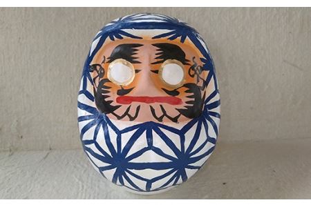 白河だるま ぬ（14cm） 麻の葉柄 和柄 縁起物  F21R-095