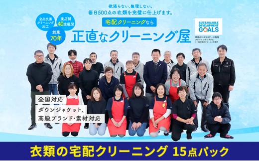 
            【1年間有効】衣類の宅配クリーニング　15点パック【配送不可：北海道・沖縄・離島】 浜松市 [№5786-4327]
          