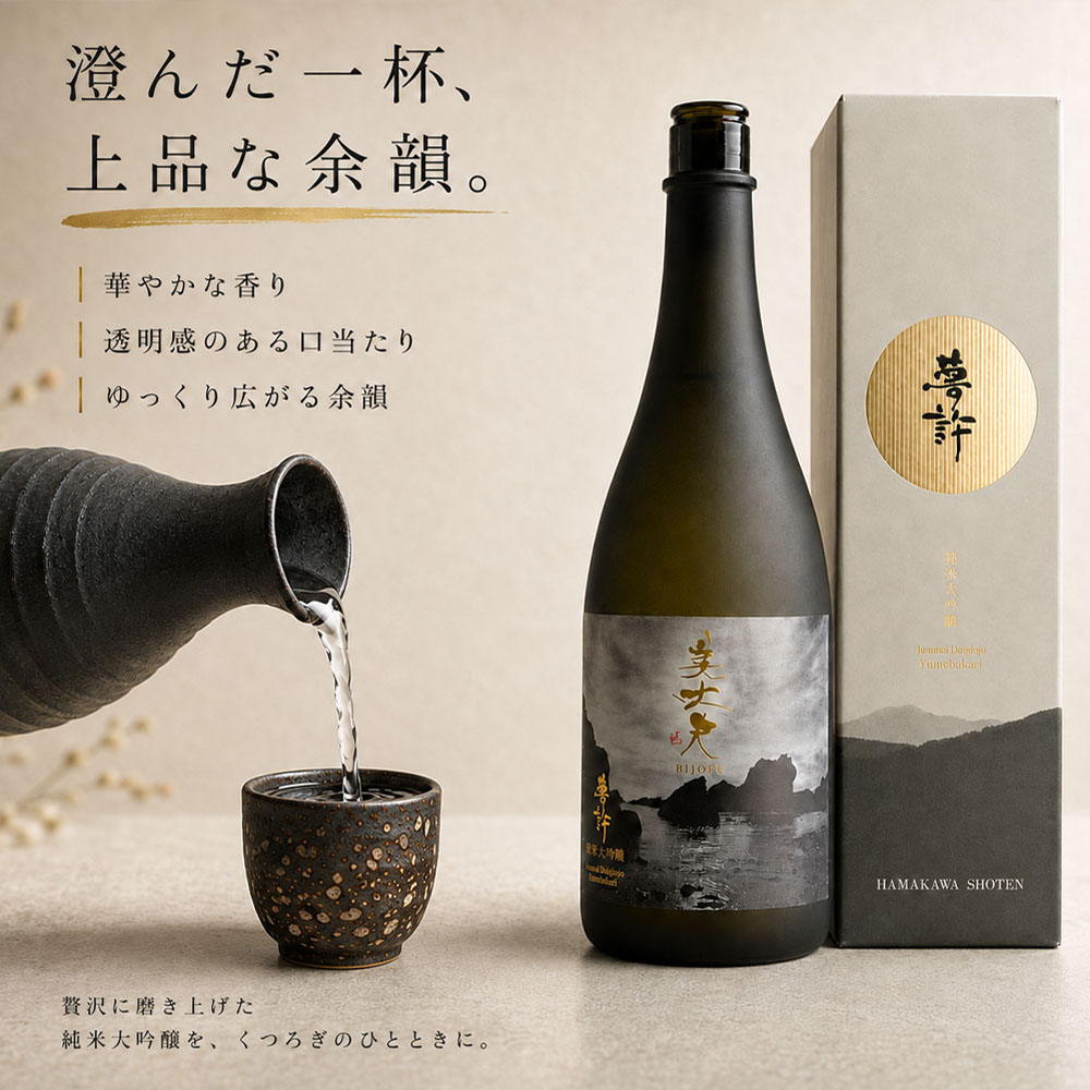 ★四国一小さなまちの地酒★ 美丈夫 720ml 純米大吟醸 夢許 ゆめばかり 日本酒 酒 お酒 地酒 晩酌 アルコール 16% 田野町 高知県