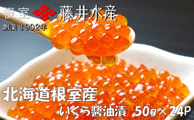 【北海道根室産】＜鮭匠ふじい＞いくら醤油漬50g×24P D-42056