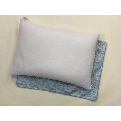 ふるさと納税 泉大津市 高さ調節簡単　パイプ枕　大(43x63cm)1個　枕カバー　ブルー2枚(リーブ柄)