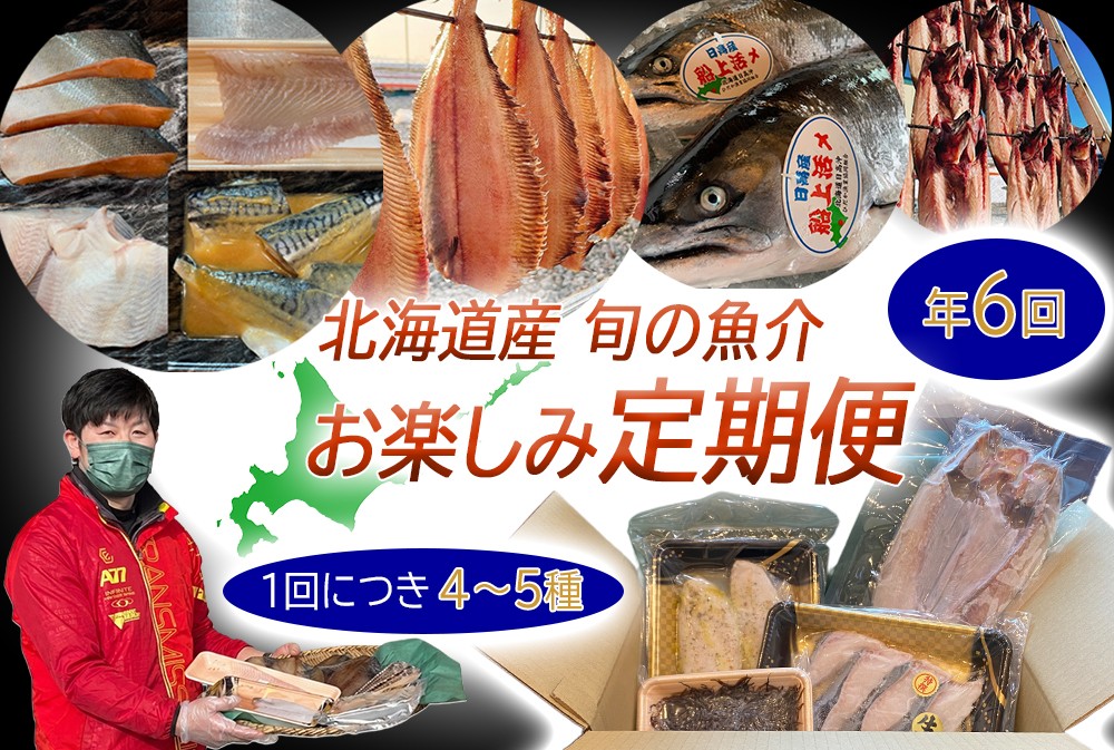 
                  ＜定期便6回＞北海道産 旬 の 魚介 4~5種  定期便 魚介 魚 旬のお魚 お楽しみ セット
                