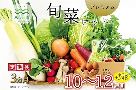 【3回定期便】卵付き 京丹波 旬菜セット プレミアム 10～12品目【 野菜 野菜定期便 】