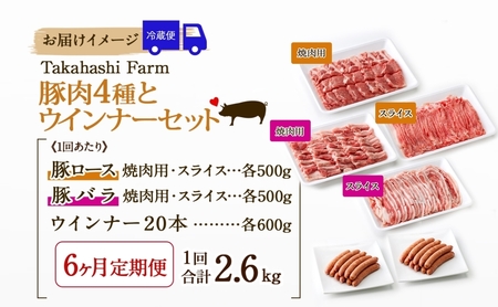 豚肉セット 4種の豚肉 ウインナー ロース バラ 岐阜県産 豚肉セット【2.6kg(ロース・バラ各500g ウインナー300g×2袋)】【定期便 全6回】
