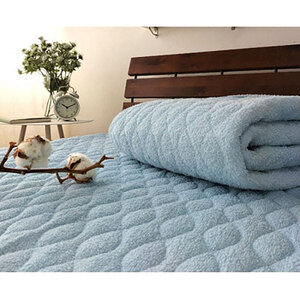 ＜シングル＞さらさらコットンロングパイル敷パッド 100×205cm　ブルー PF-1S-BL