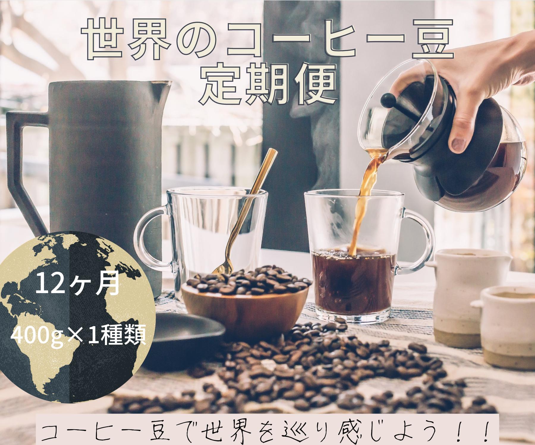 
【コーヒー豆定期便12か月】『焙煎幸房“そら”』世界を旅するコーヒー 400g×1種類
