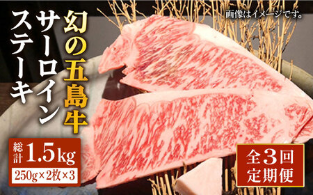 【3回定期便】五島牛 サーロインステーキ500g（250g×2枚） 五島市/ニク勝[PBF009]  サーロイン ステーキ 肉 ジューシー 牛肉 五島牛 国産